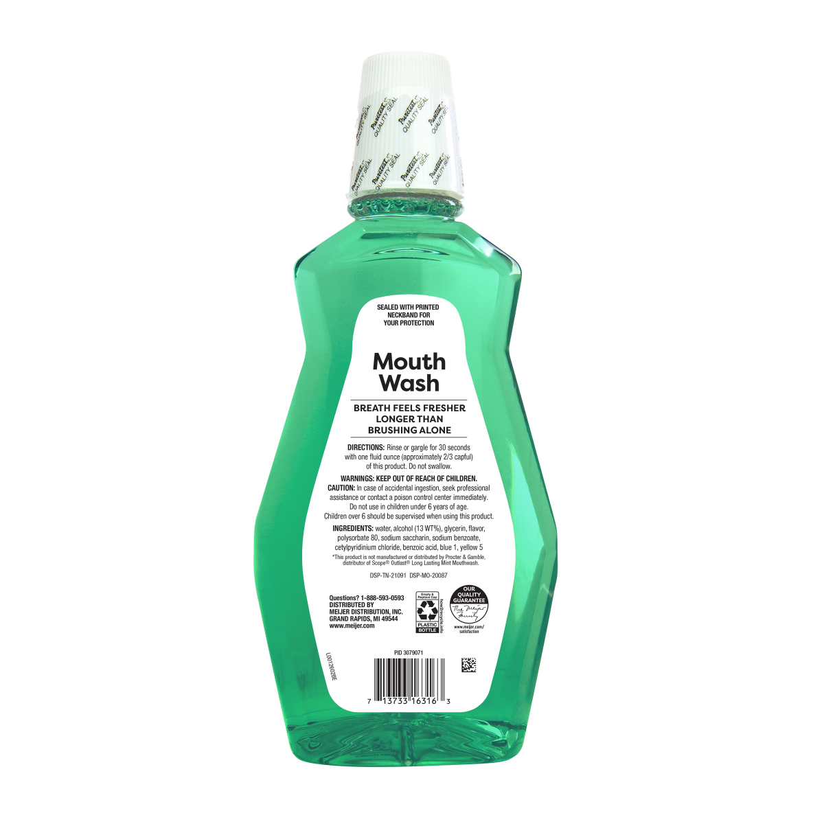 slide 2 of 2, Meijer Long Lasting Mouthwash, Mint, 33.8 oz