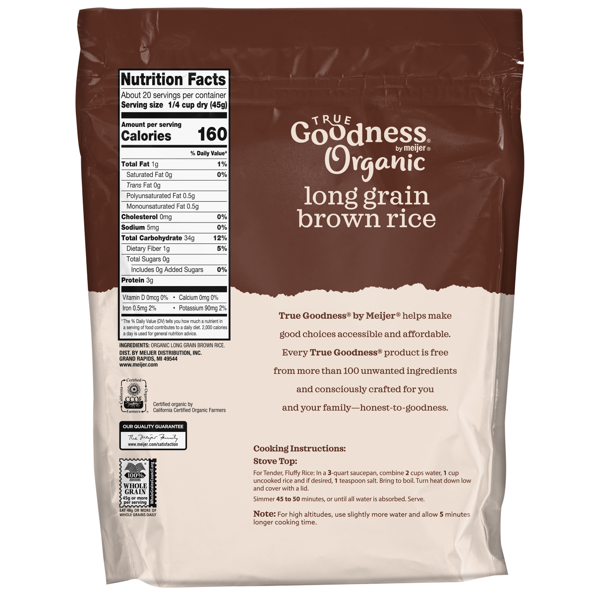 slide 2 of 3, True Goodness Organic Rice Long Grain Brown, 32 oz
