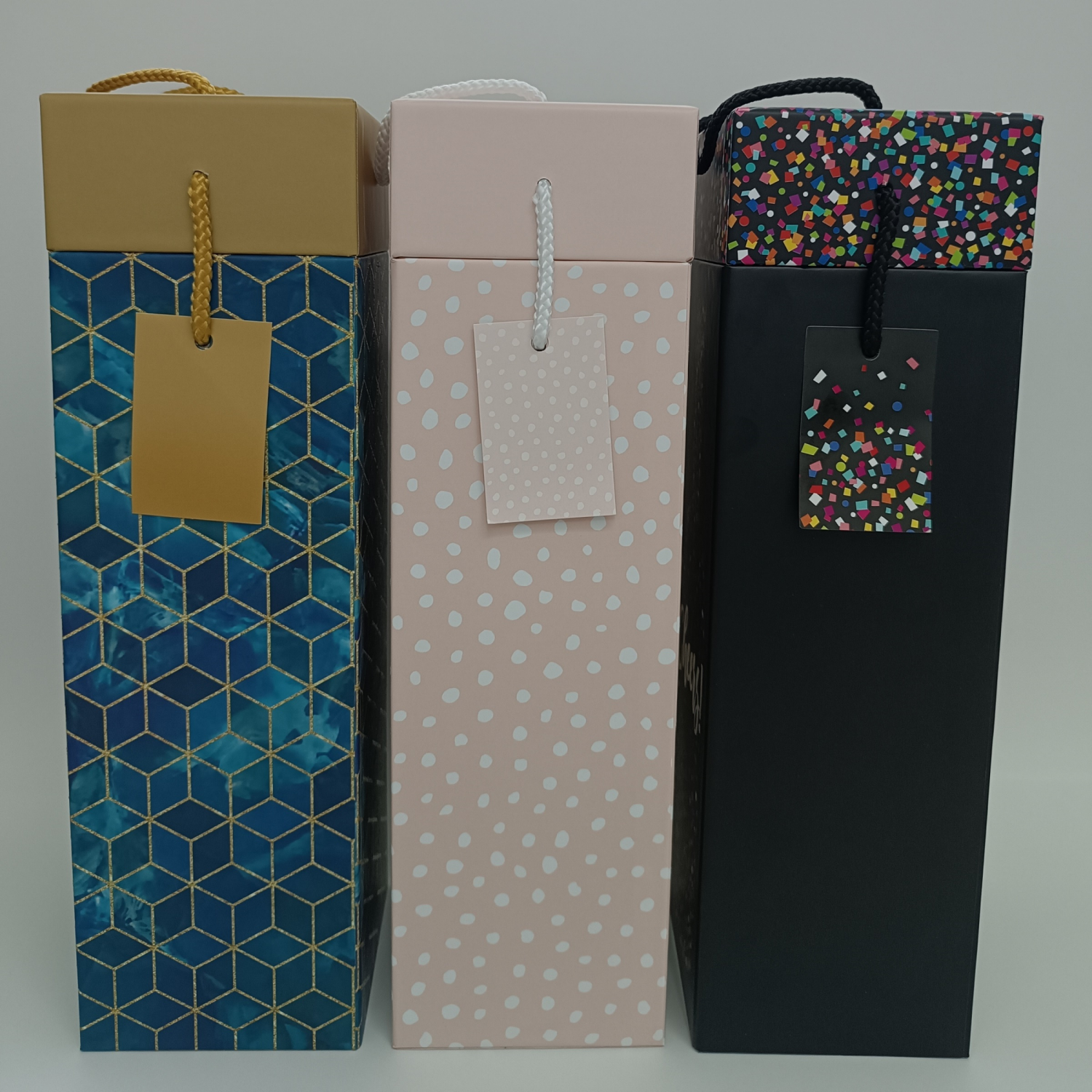 slide 4 of 5, Meijer Square wine box, Assorted Styles, 3 ct