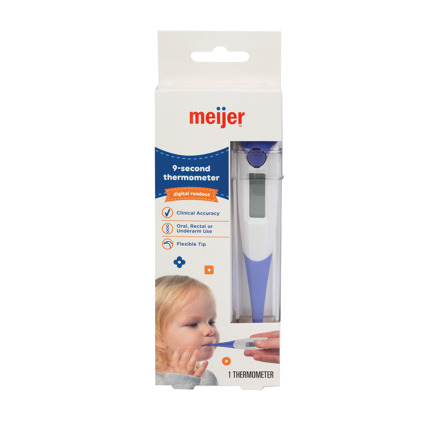 slide 1 of 3, Meijer Baby 9-Second Digital Thermometer, 1 ct