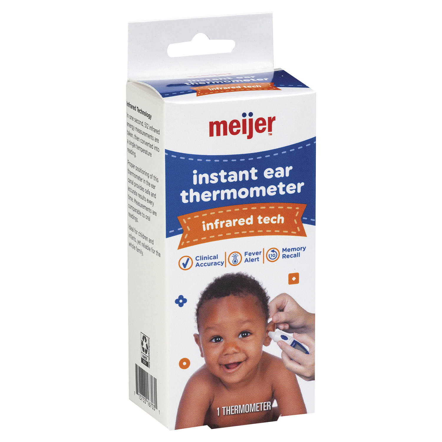 slide 2 of 3, Meijer Baby Instant Digital Ear Thermometer, 1 ct