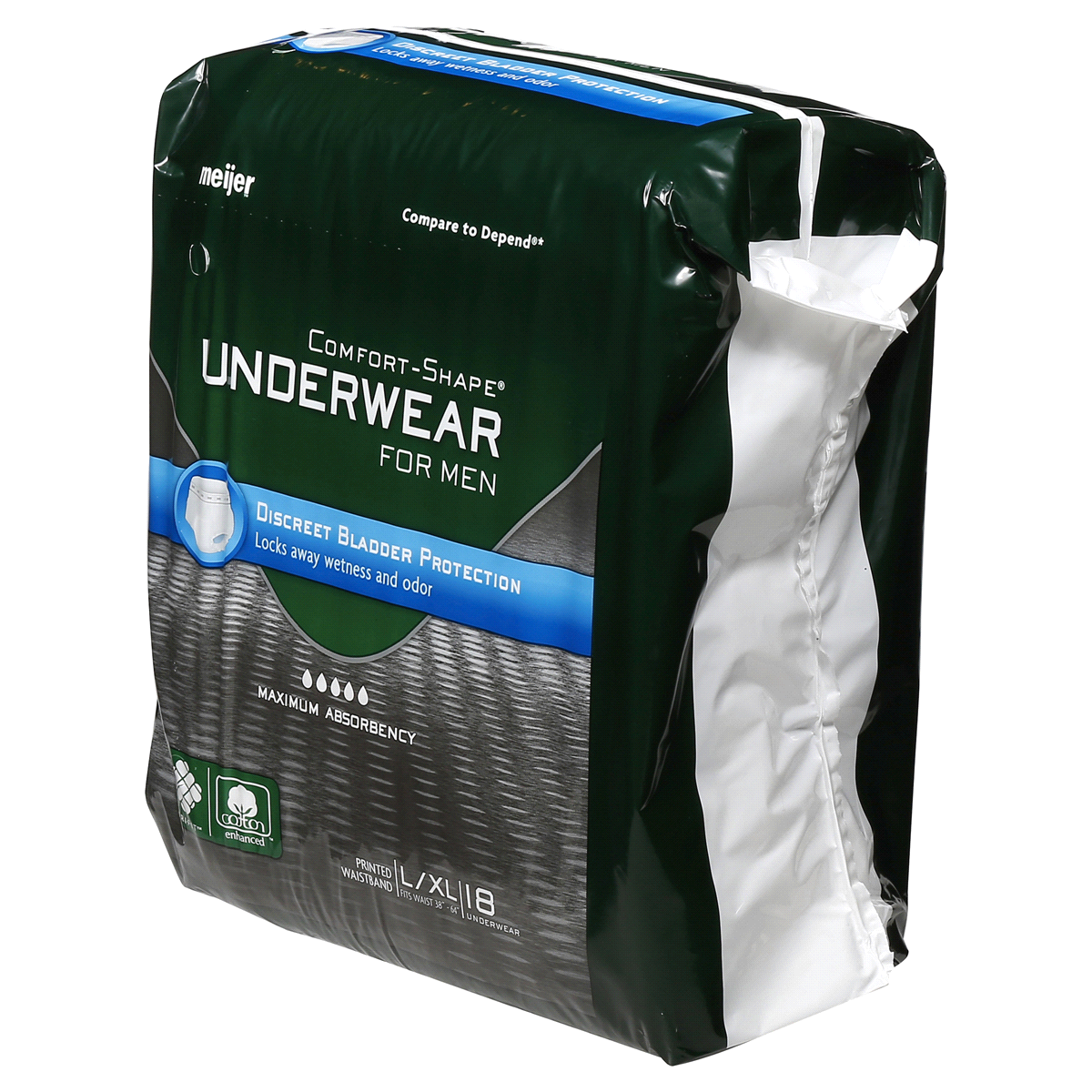 slide 3 of 6, Meijer Underwear for Men, Maximum Absorbency, Large/Extra Large, 16 ct