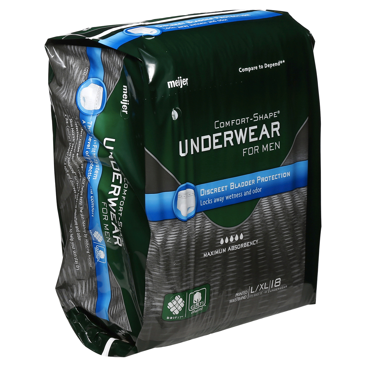 slide 4 of 6, Meijer Underwear for Men, Maximum Absorbency, Large/Extra Large, 16 ct