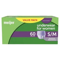 Meijer Underwear for Women, Maximum Absorbency, Small/Medium