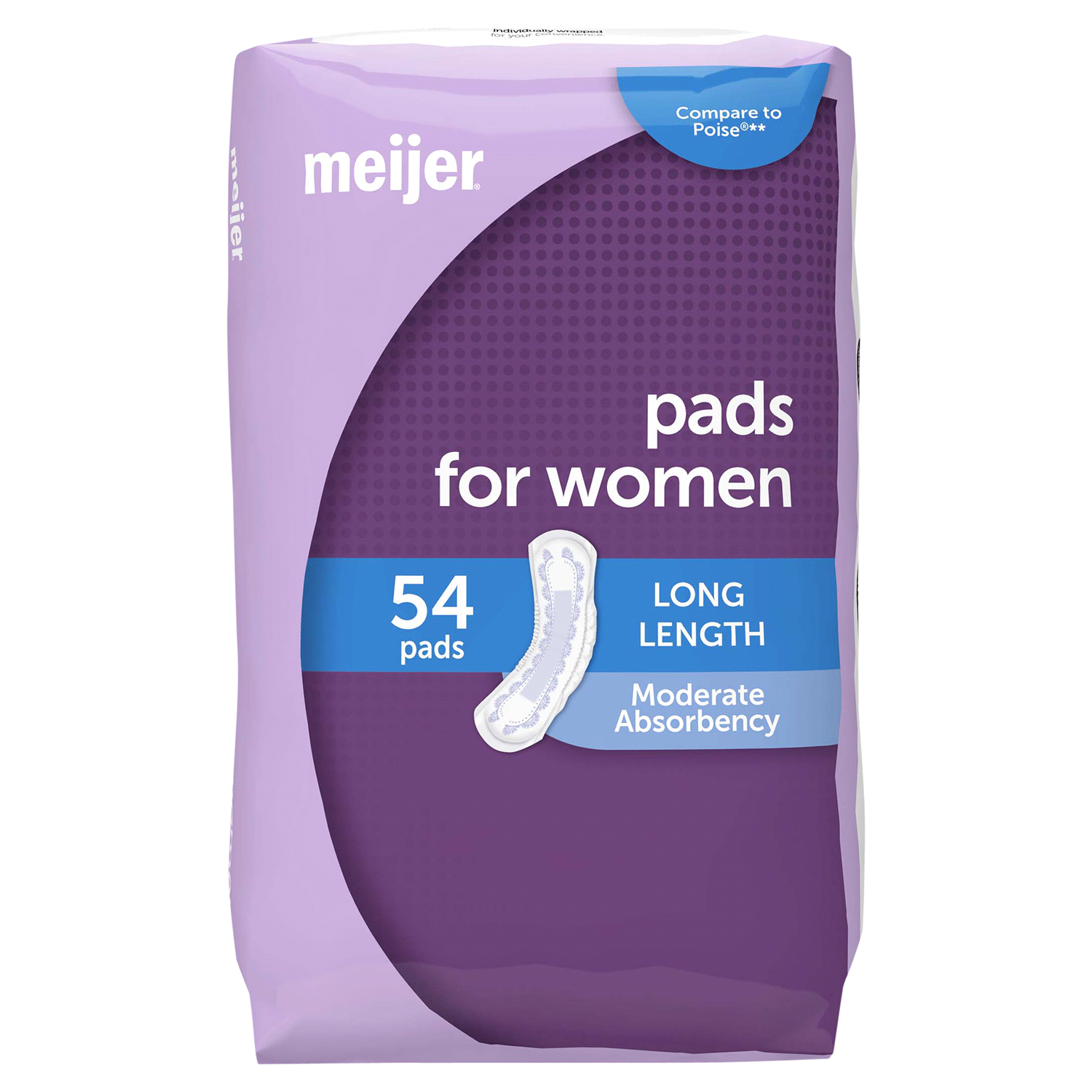 slide 1 of 4, Meijer Bladder Protection Pads, Moderate Absorbency, Long Length, 54 ct