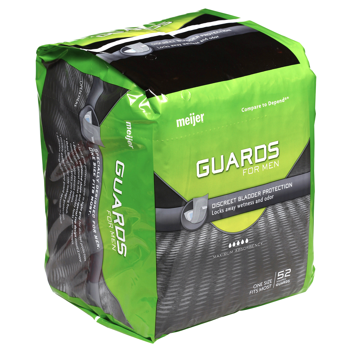 slide 4 of 6, Meijer Guards for Men, Maximum Absorbency One Size Fits Most, 52 ct