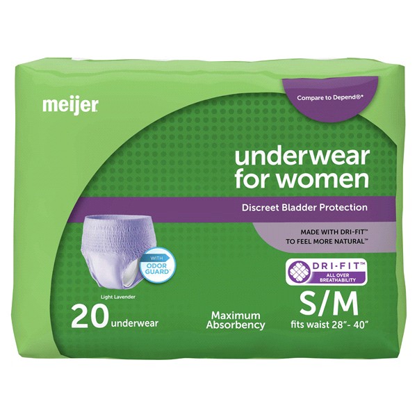 slide 5 of 17, Meijer Underwear for Women, Maximum Absorbency, Small/Medium, 20 ct
