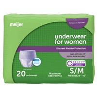 slide 3 of 17, Meijer Underwear for Women, Maximum Absorbency, Small/Medium, 20 ct