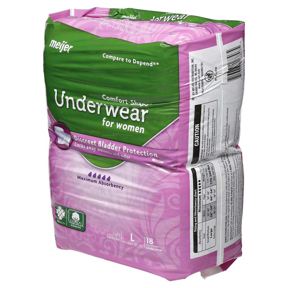 slide 5 of 7, Meijer Underwear for Women, Maximum Absorbency, Large, 18 ct