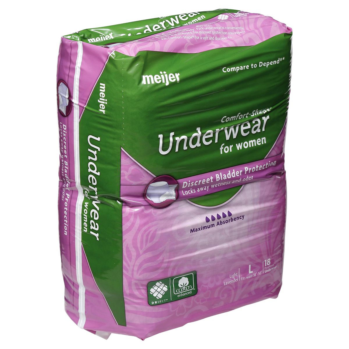 Meijer Underwear for Women, Maximum Absorbency, Large, 18 ct