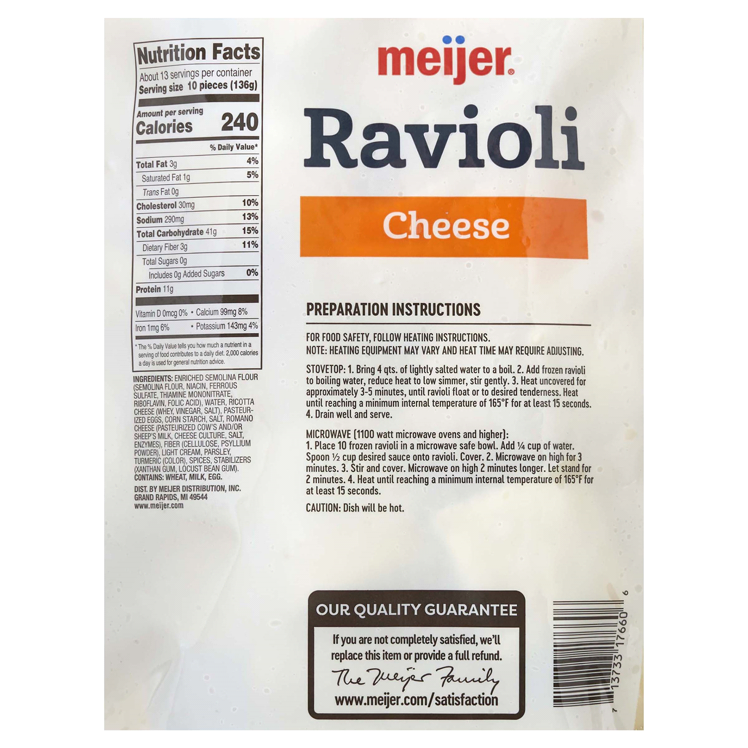 slide 3 of 5, Meijer Cheese Ravioli, 64 oz