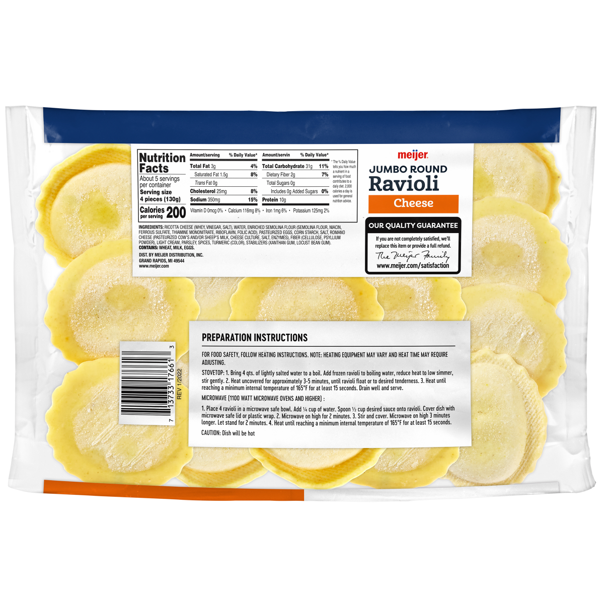 slide 2 of 2, Meijer Jumbo Round Cheese Ravioli, 24 oz