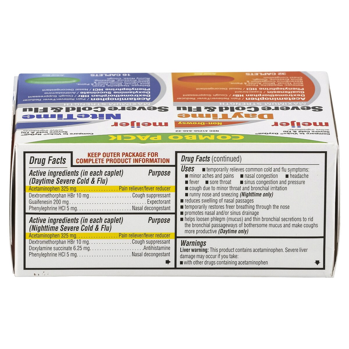 slide 3 of 3, Meijer DayTime & NiteTime Severe Cold & Flu Caplets, 48 ct