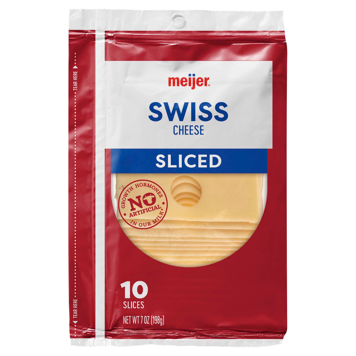 slide 1 of 2, Meijer Sliced Swiss Cheese, 7 oz