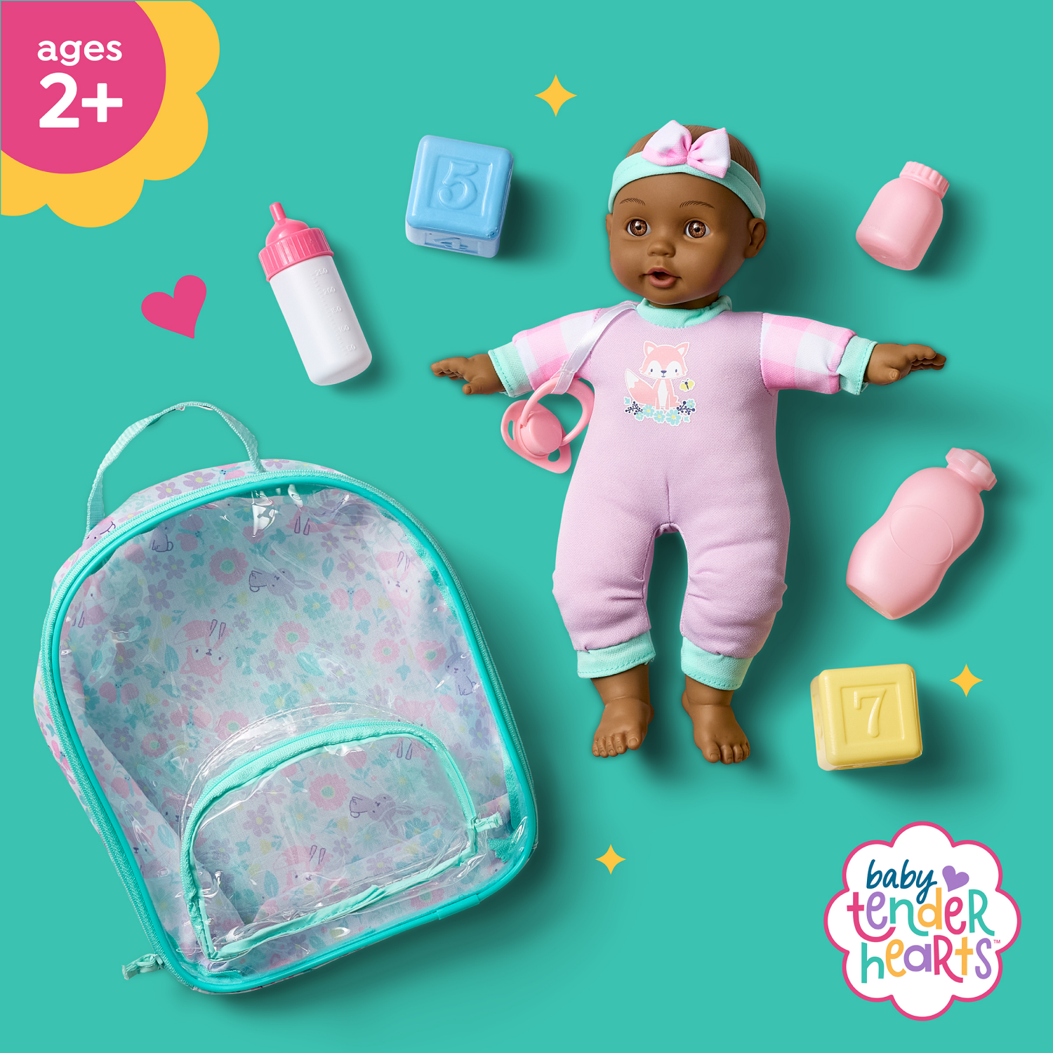 slide 3 of 3, Baby Tender Hearts Backpack Baby with Accessories, 1 ct