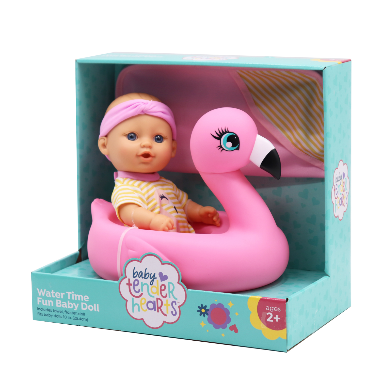 slide 4 of 5, Baby Tender Heart Water Time Fun Baby Doll with Toy, 10", 10 in