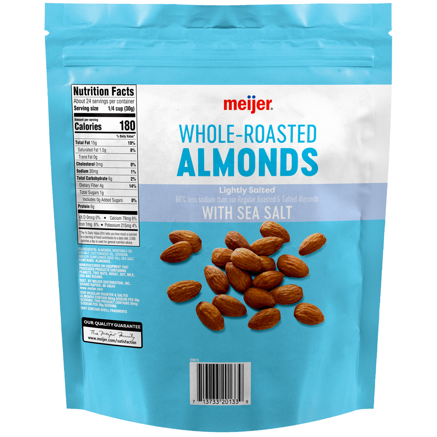 slide 2 of 2, Meijer Whole Lightly Salted Almonds, 25 oz
