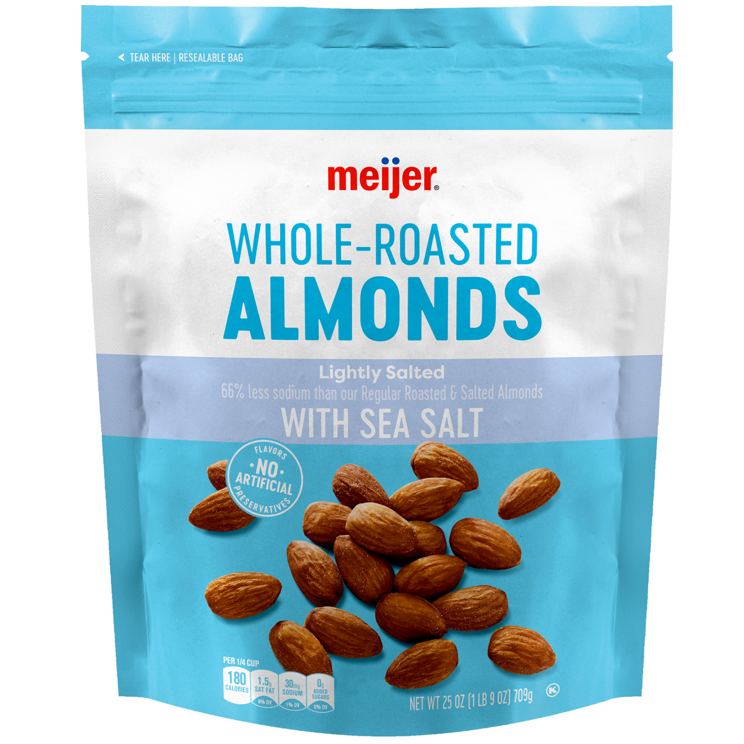 slide 1 of 2, Meijer Whole Lightly Salted Almonds, 25 oz