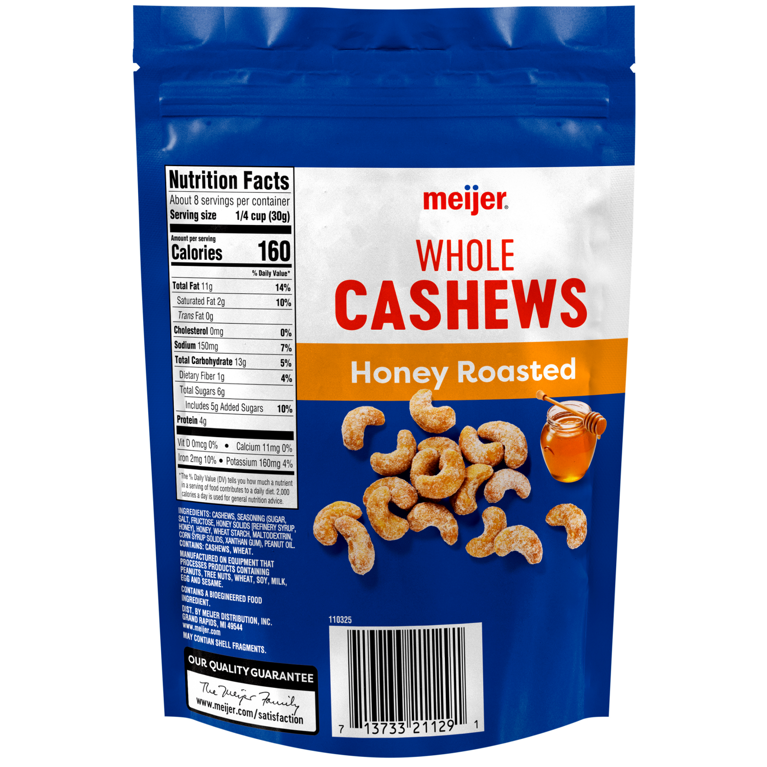 slide 2 of 2, Meijer Honey Roasted Whole Roasted Cashews - 8.25 oz, 8.25 oz