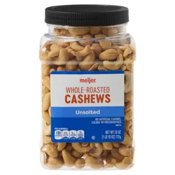 Meijer Unsalted Whole Roasted Cashews