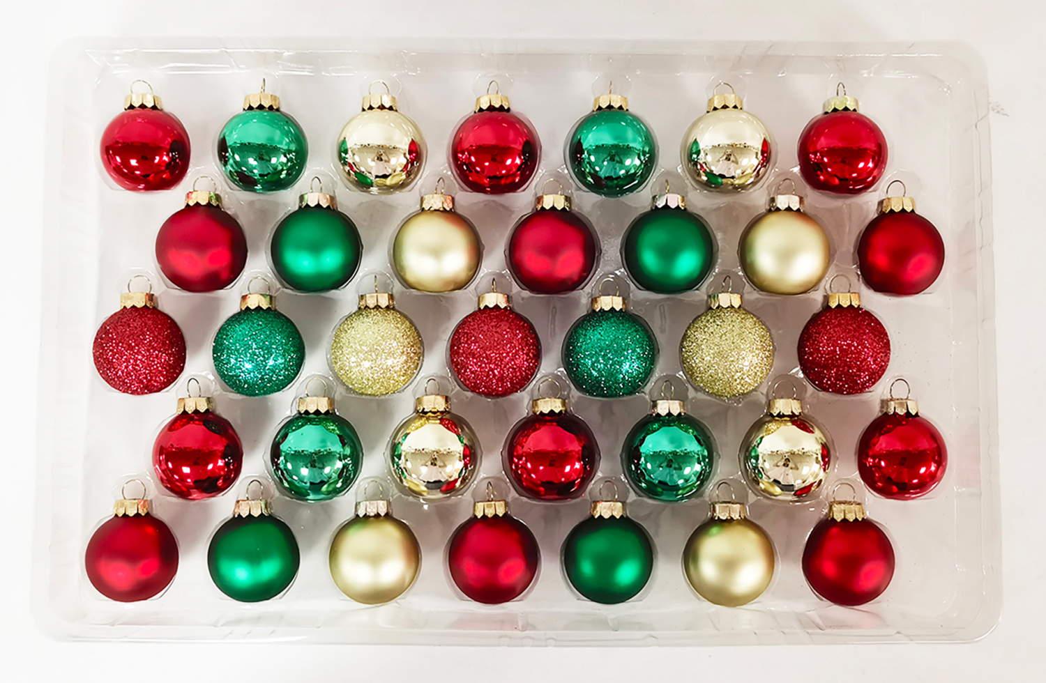 slide 2 of 3, December Home Ornaments Ball Glass, Red/Green/Gold, 35 ct