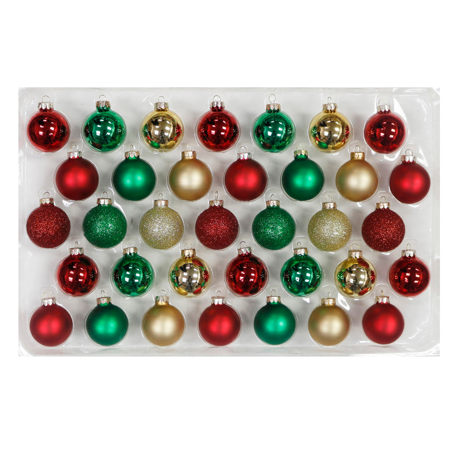 slide 1 of 3, December Home Ornaments Ball Glass, Red/Green/Gold, 35 ct