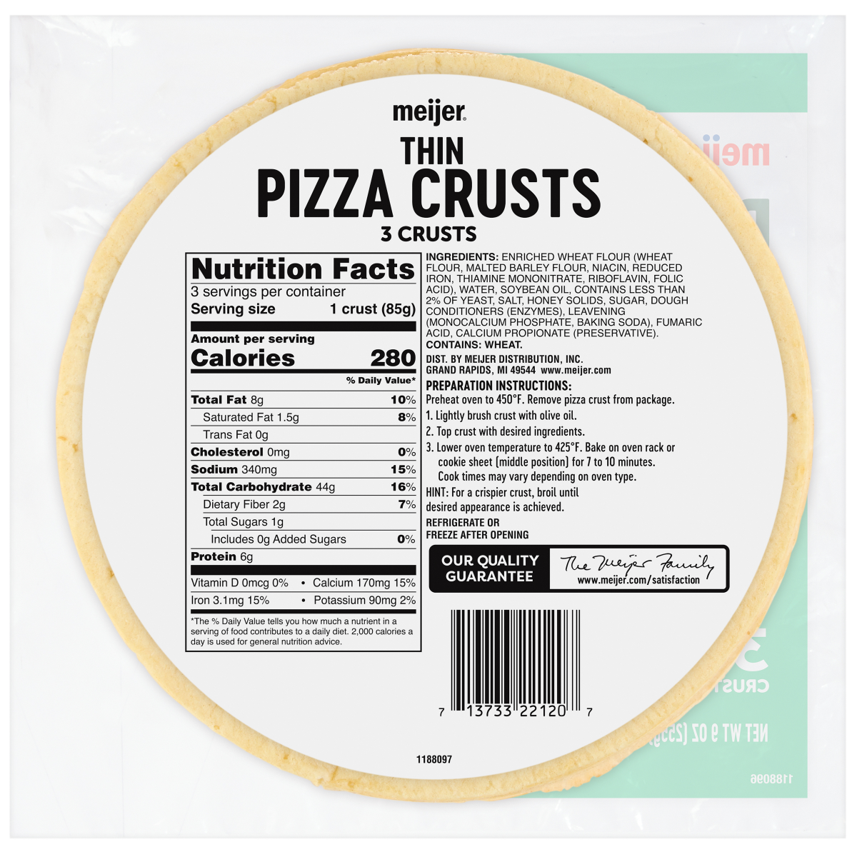 slide 2 of 2, Meijer Pizza Crust Thin 7, 9 oz