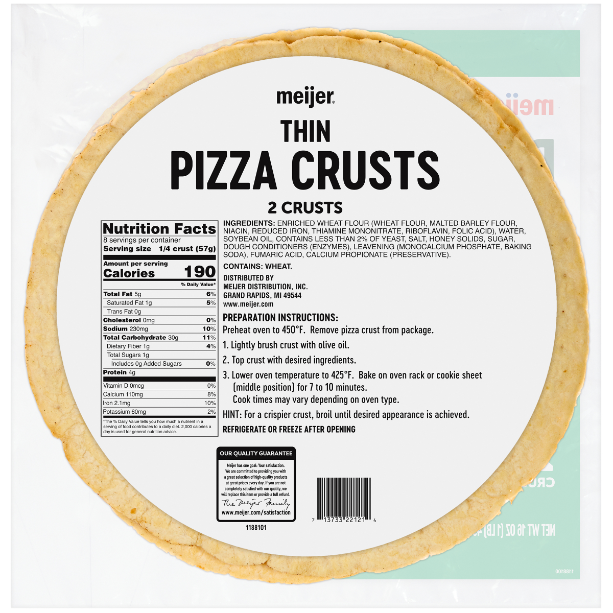 slide 2 of 2, Meijer Pizza Crust Thin, 2/8 oz