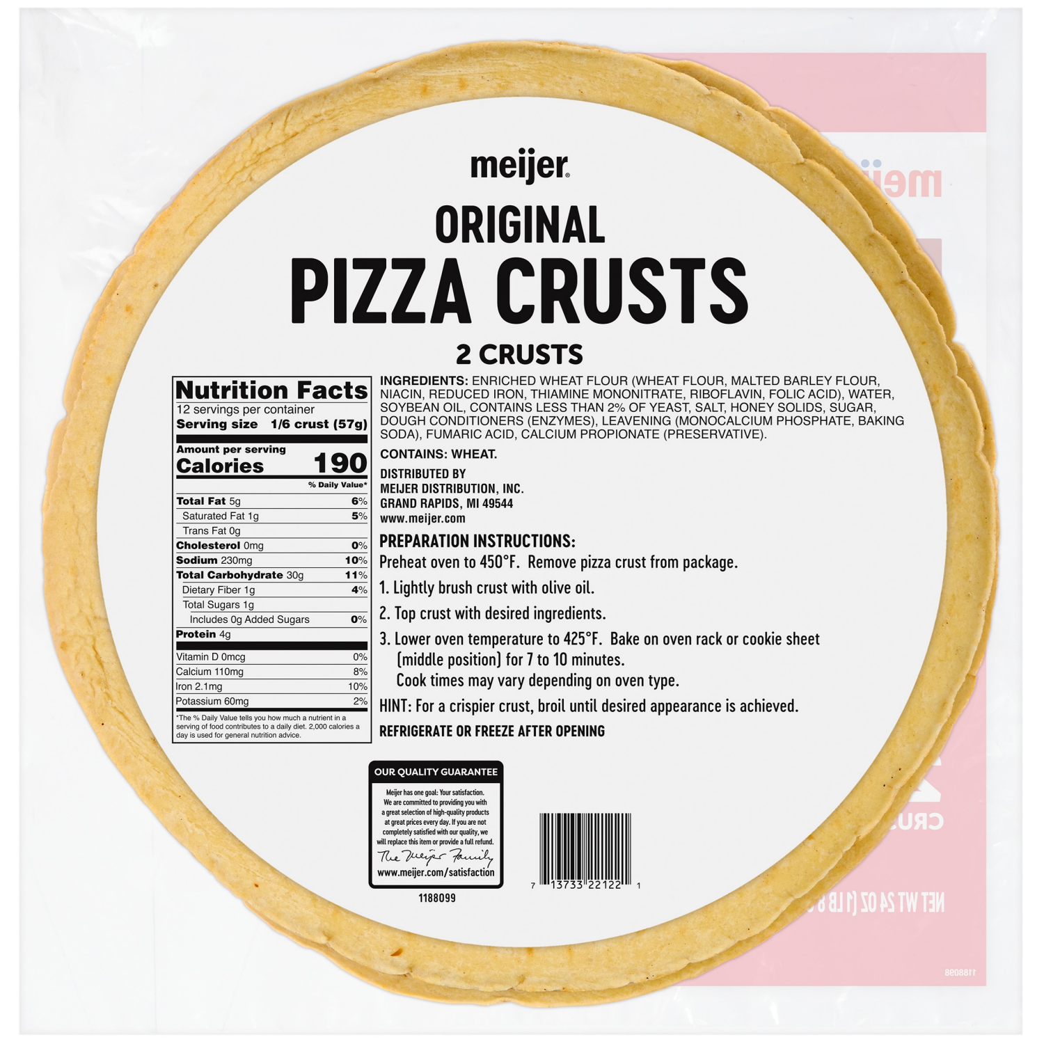 slide 2 of 2, Meijer Classic Pizza Crusts, 2 ct
