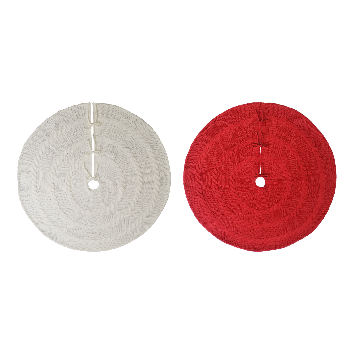 slide 1 of 3, December Home DH Tree Skirt Red / White 2 AST, 48 in