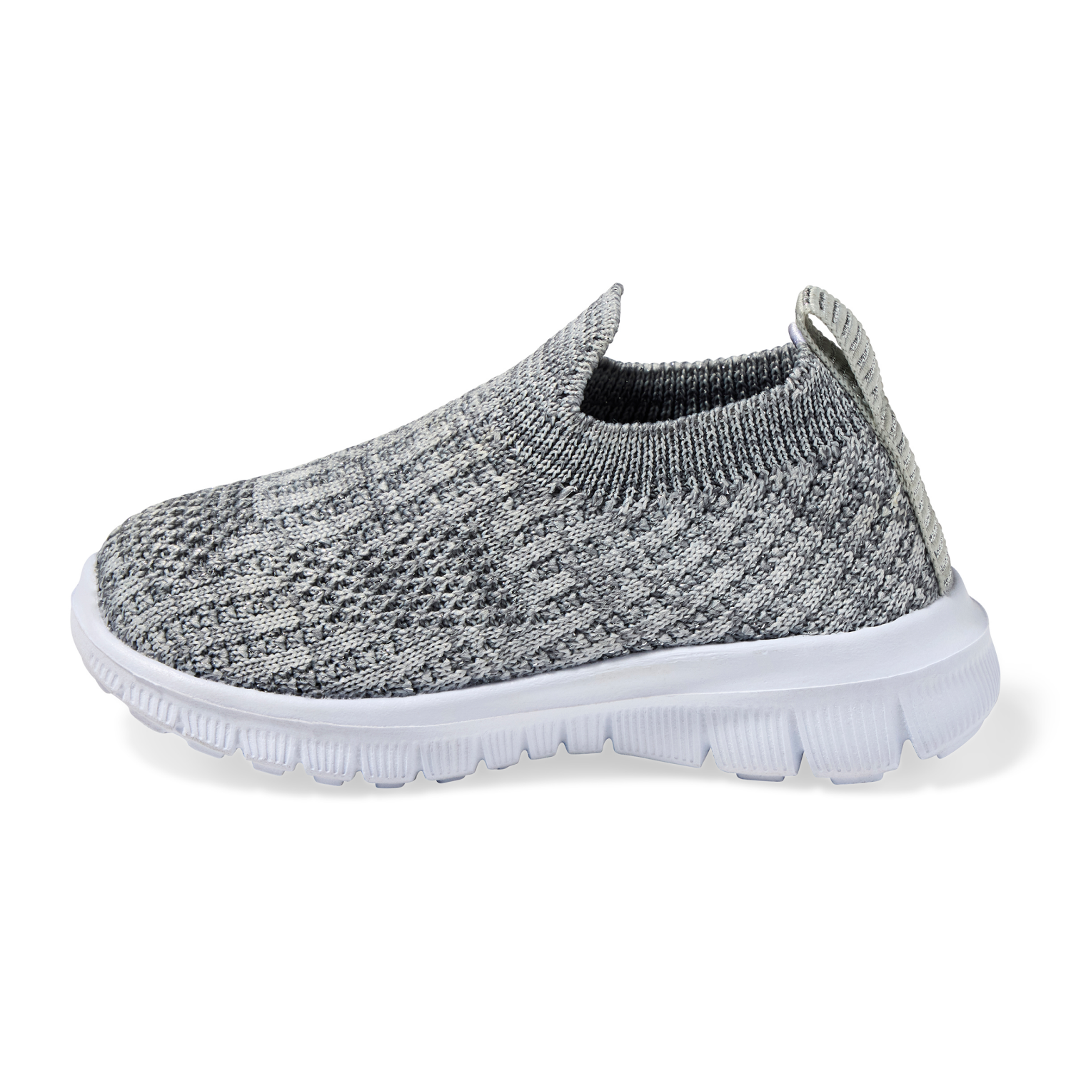 slide 2 of 4, Lullaby Lane Girl's Prewalk Knit Flex Sneakers, Grey, Size 3, Size 3