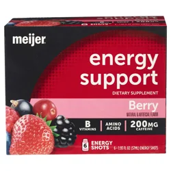 Meijer Energy Support Shots Regular Strength Berry, 6 pack