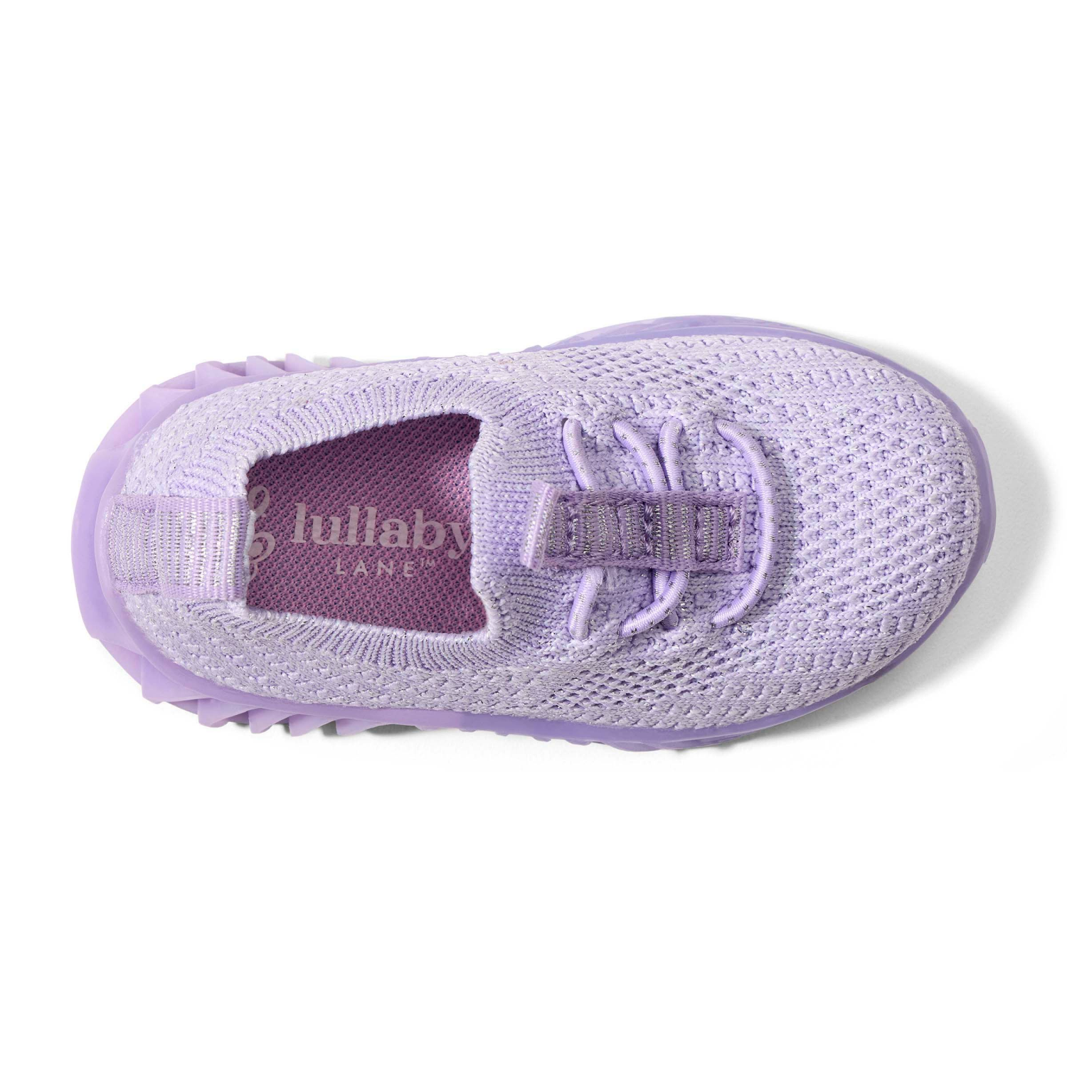 slide 4 of 4, Lullaby Lane Girl's Prewalk Knit Bungee Sneakers, Purple, Size 3, Size 3