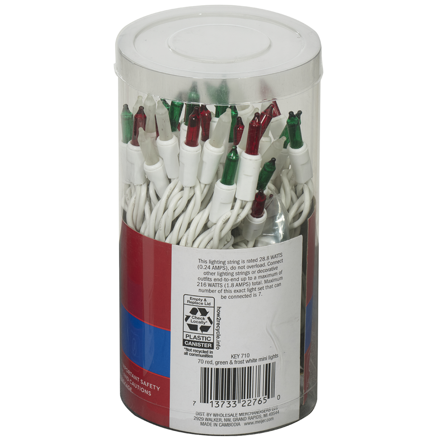 slide 2 of 3, Red / Green / Frost White Mini Lights, 70 ct