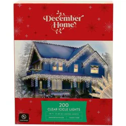 Icicle Lights, Clear, White Wire, 200 Count