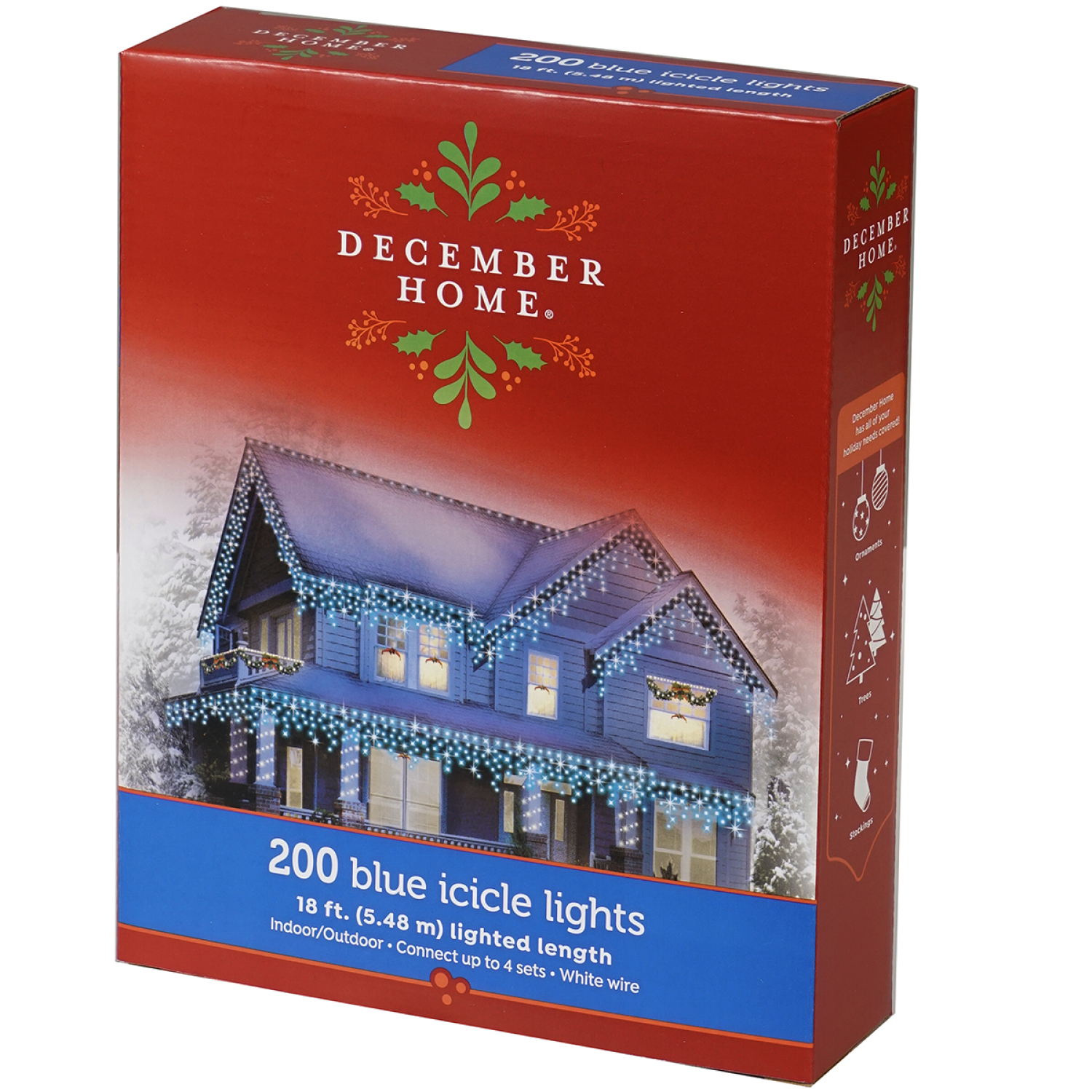 slide 2 of 2, December Home Blue Icicles with White Wire Light Set, 200 Count, 200 ct