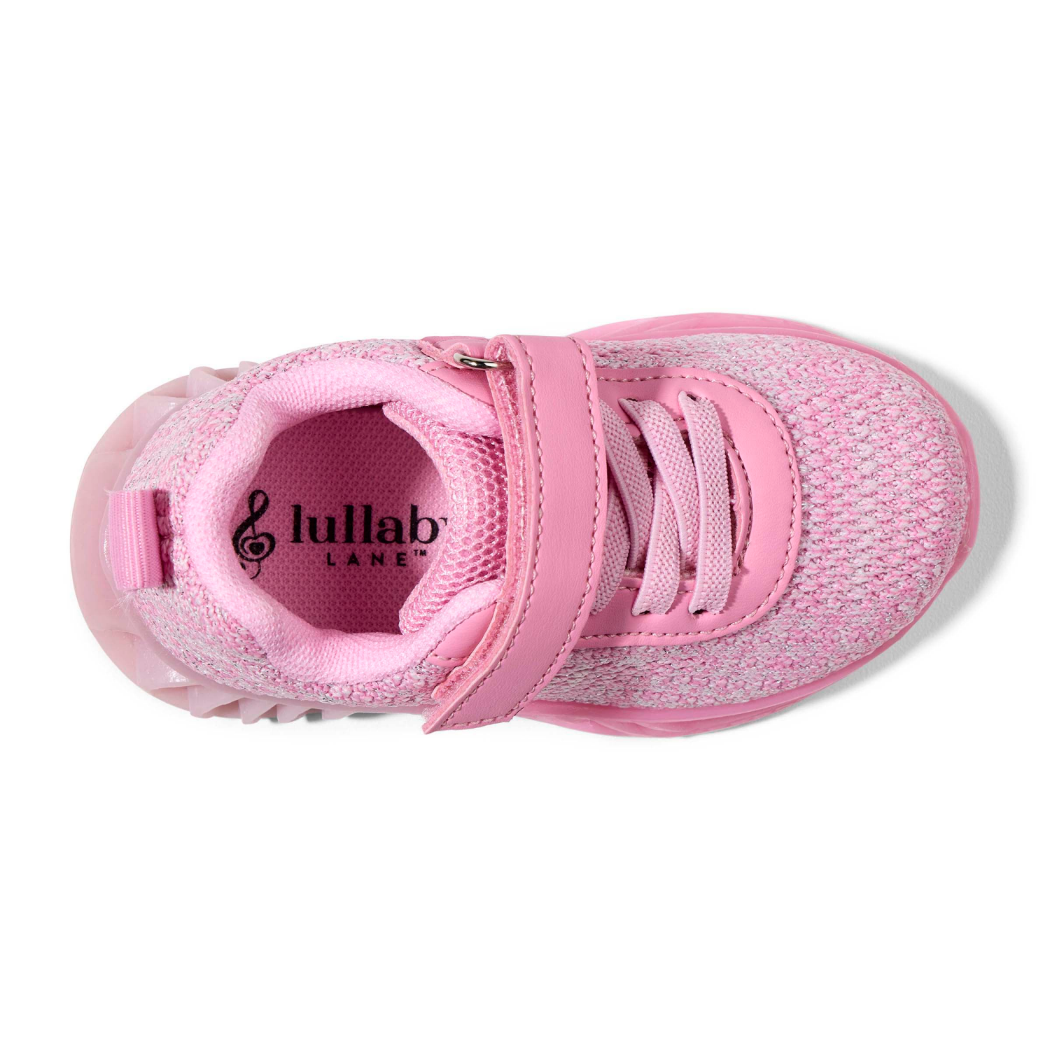 slide 4 of 4, Lullaby Lane Girl's Prewalk Knit Strap Sneakers, Pink, Size 3, Size 3