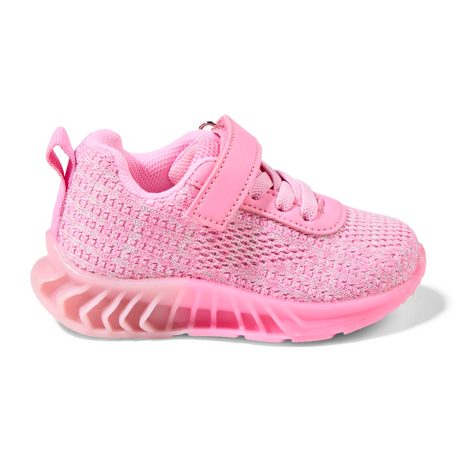 slide 3 of 4, Lullaby Lane Girl's Prewalk Knit Strap Sneakers, Pink, Size 3, Size 3