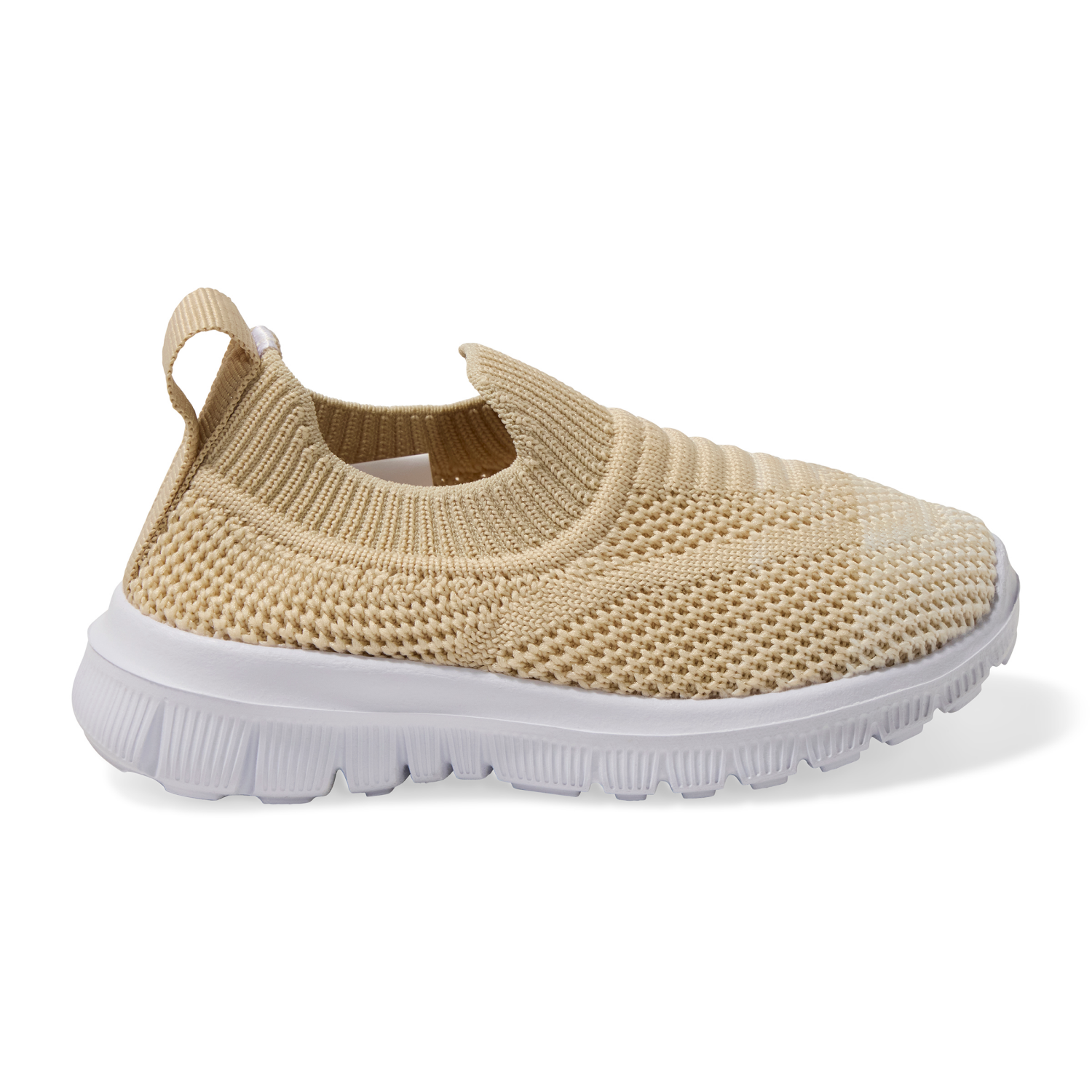 slide 3 of 4, Lullaby Lane Boy's Prewalk Knit Flex Sneakers, Tan, Size 3, Size 3
