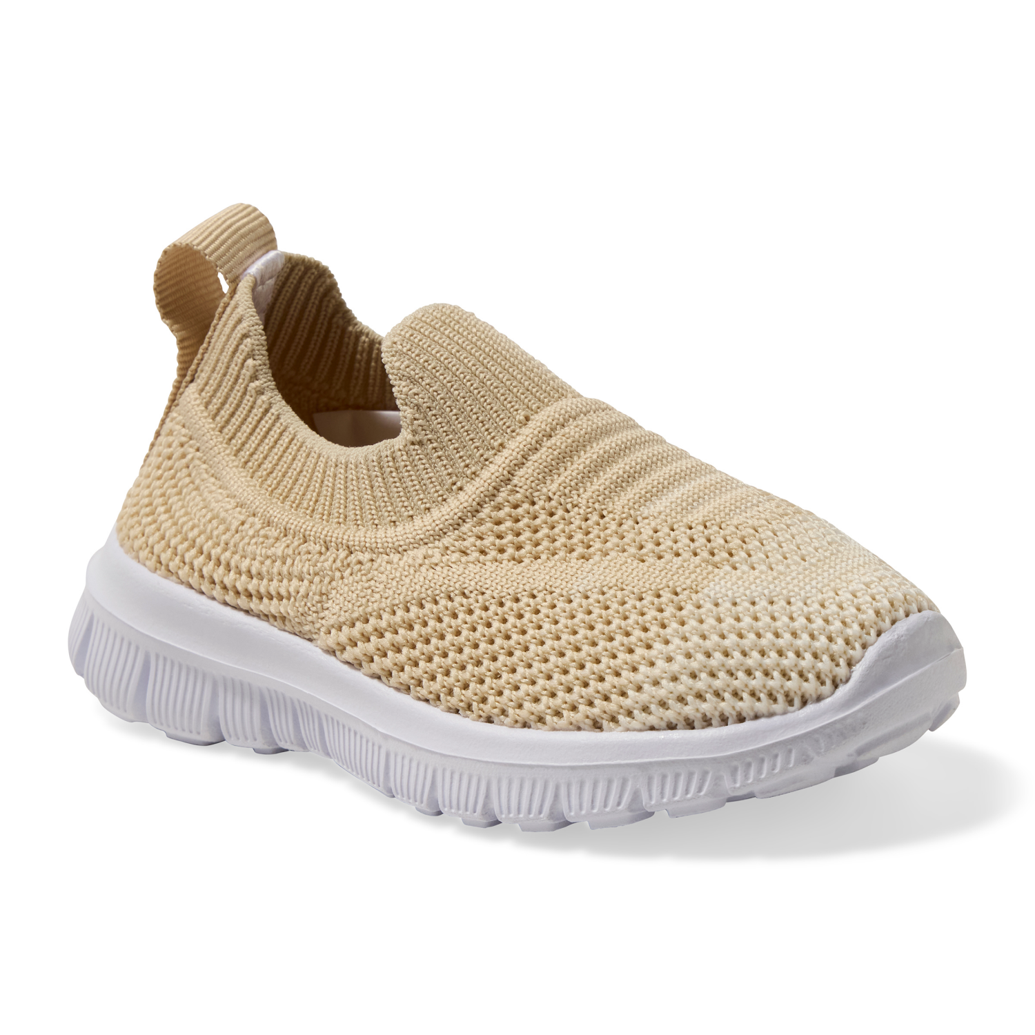 slide 1 of 4, Lullaby Lane Boy's Prewalk Knit Flex Sneakers, Tan, Size 3, Size 3