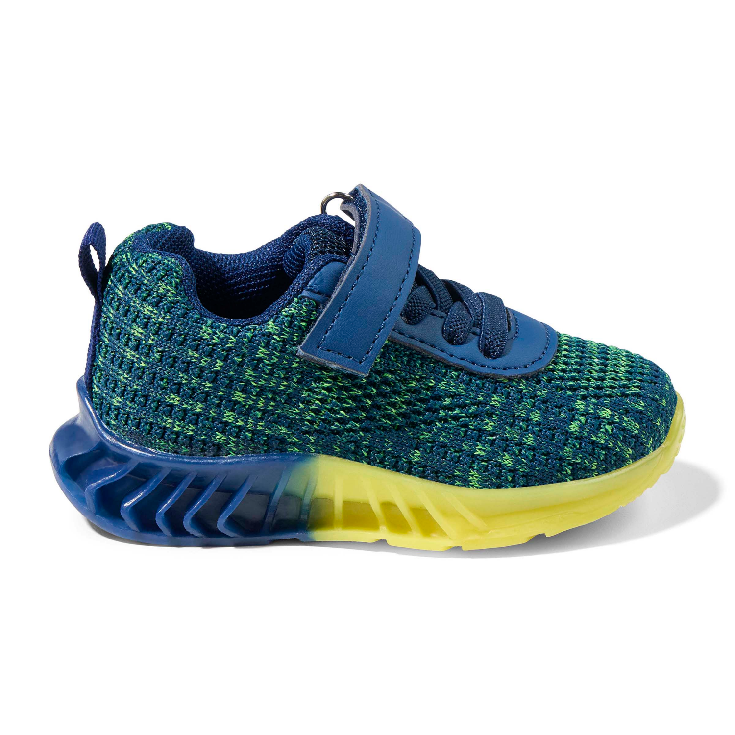 slide 3 of 4, Lullaby Lane Boy's Prewalk Knit Strap Sneakers, Navy, Size 3, Size 3