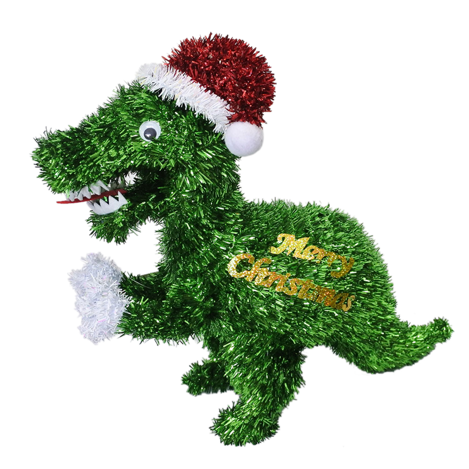 slide 1 of 1, December Home 3D Dinosaur with Santa Hat, 12.5 in