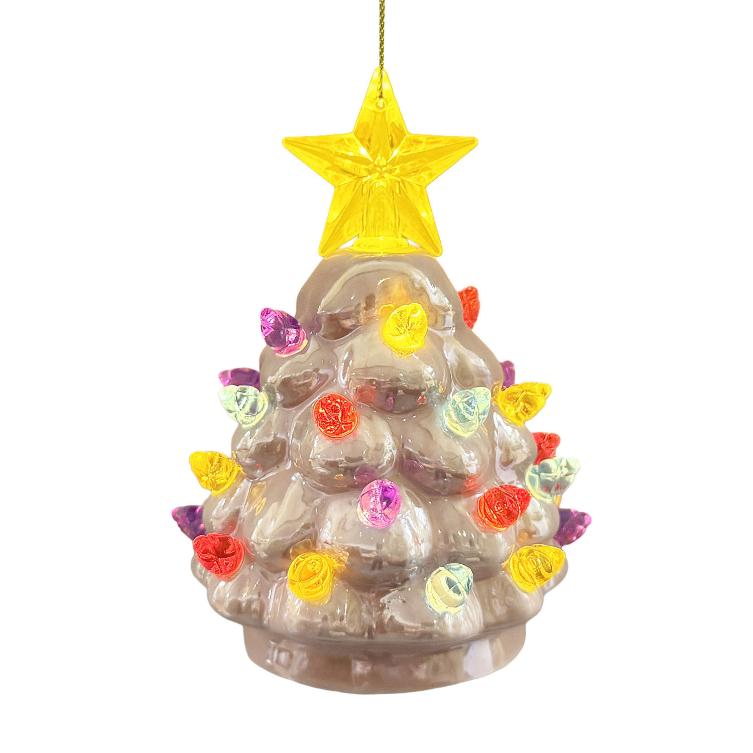 slide 2 of 4, December Home Light Up Vintage Ceramic Tree Ornament, 2 Assorted, 4 in