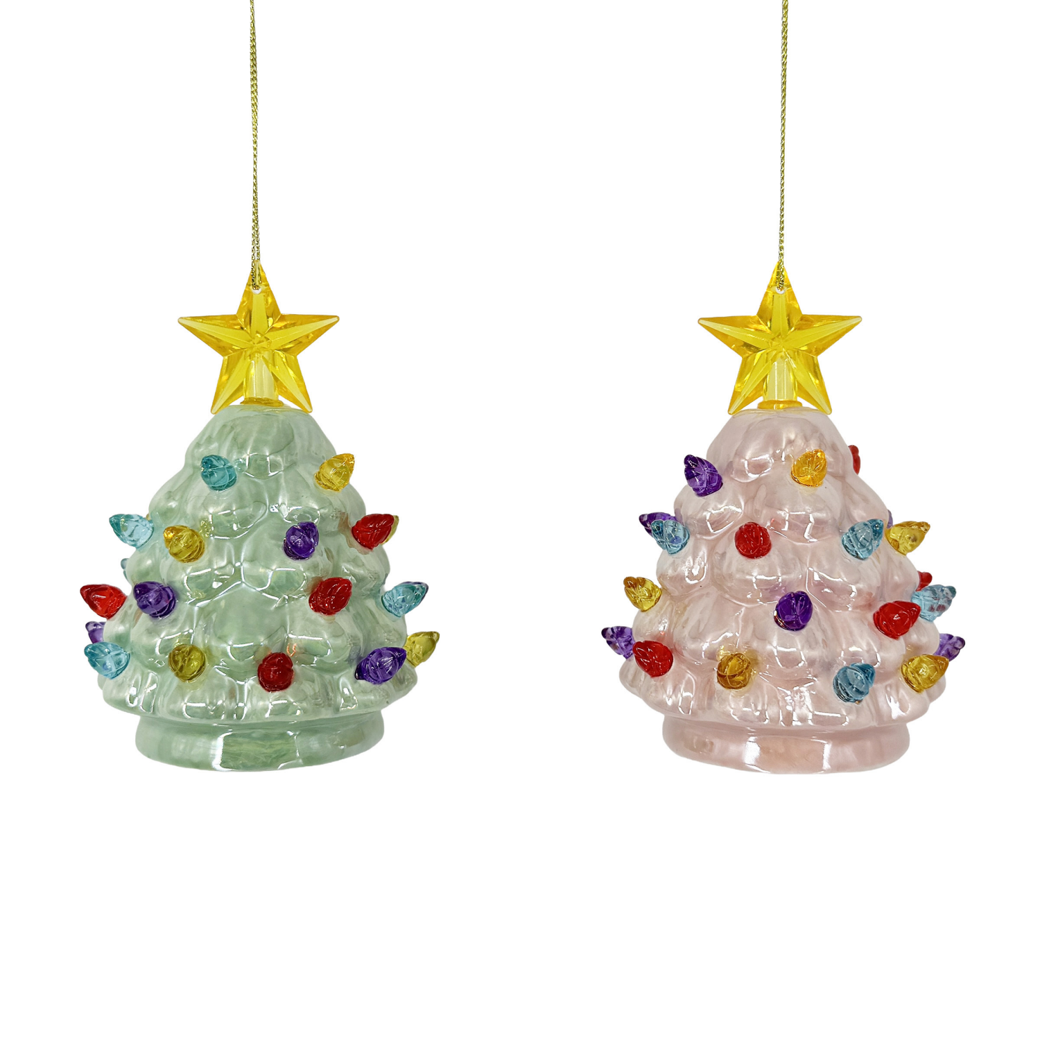 slide 3 of 4, December Home Light Up Vintage Ceramic Tree Ornament, 2 Assorted, 4 in