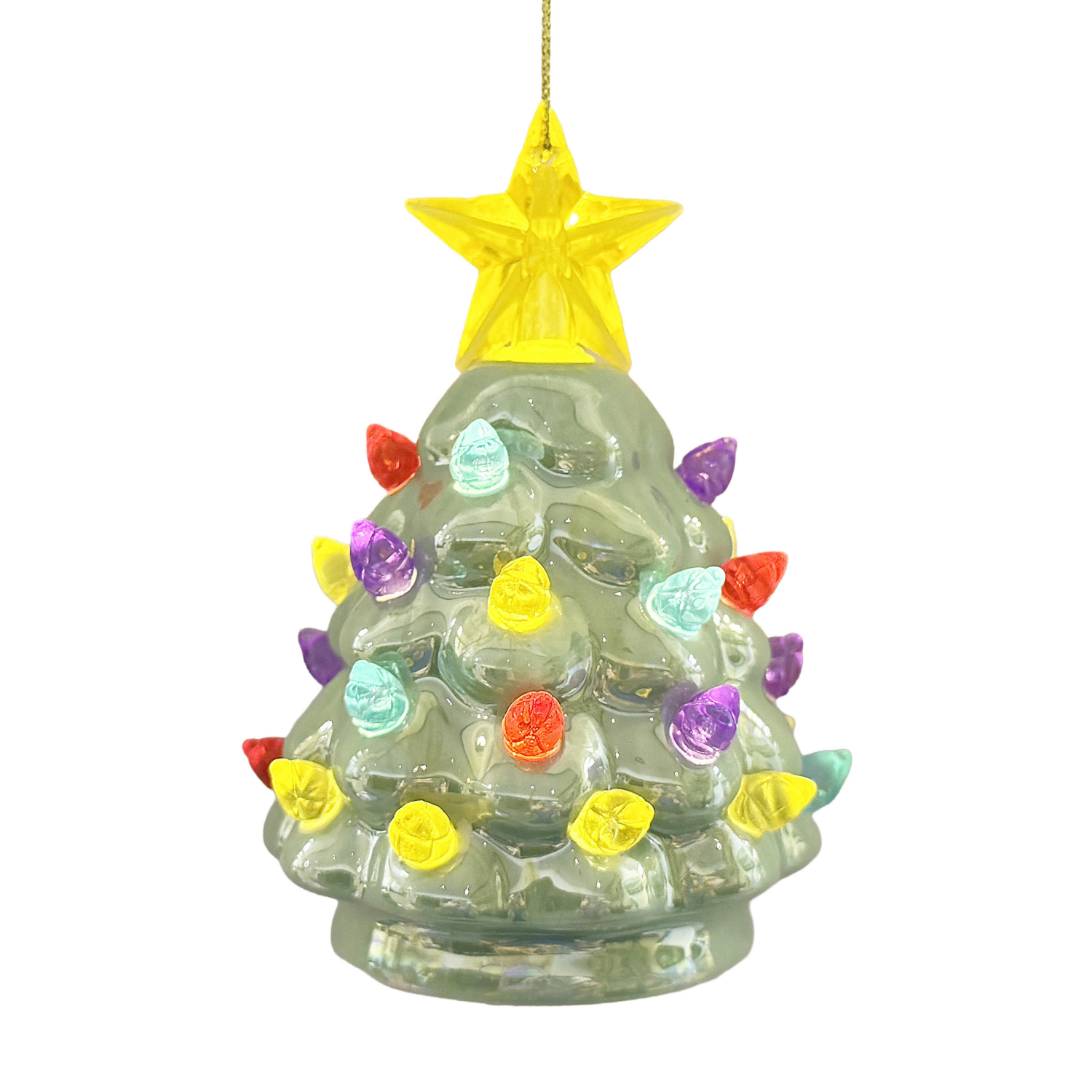 slide 4 of 4, December Home Light Up Vintage Ceramic Tree Ornament, 2 Assorted, 4 in