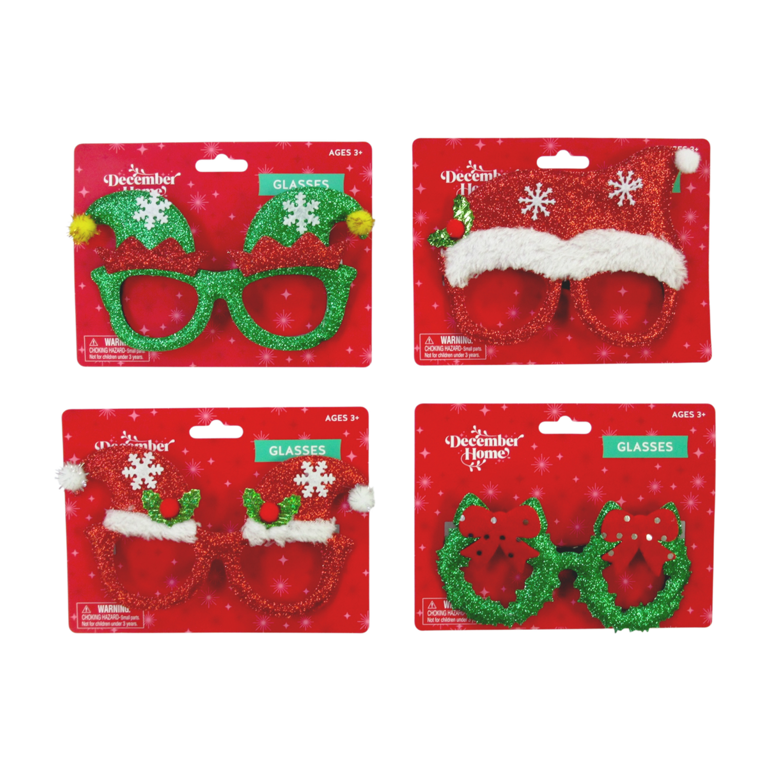 slide 1 of 2, December Home Christmas Glasses 4 AST, 5.9 in