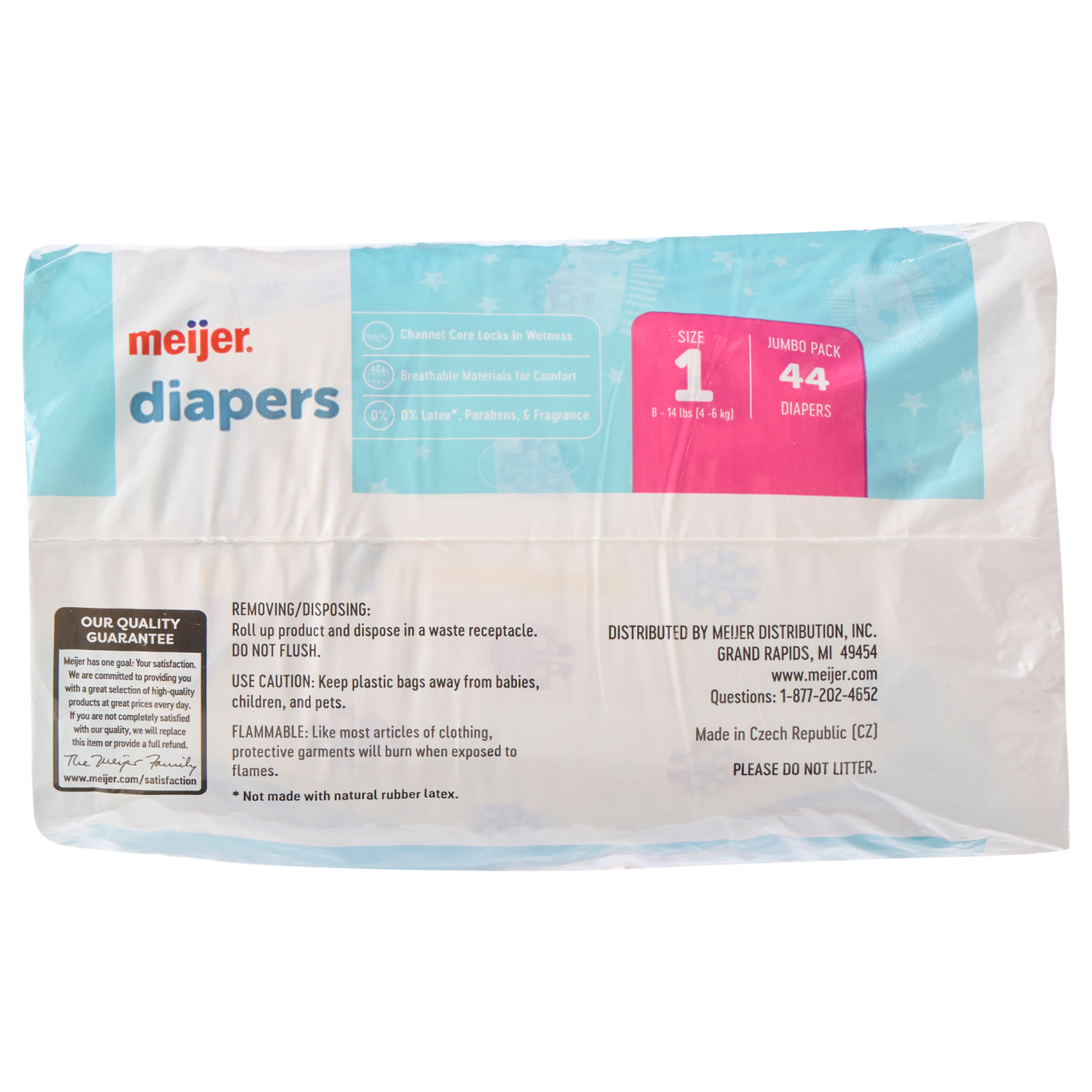 slide 3 of 5, MEIJER BABY DIAPERS JUMBO SZ1 44CT, 44 ct