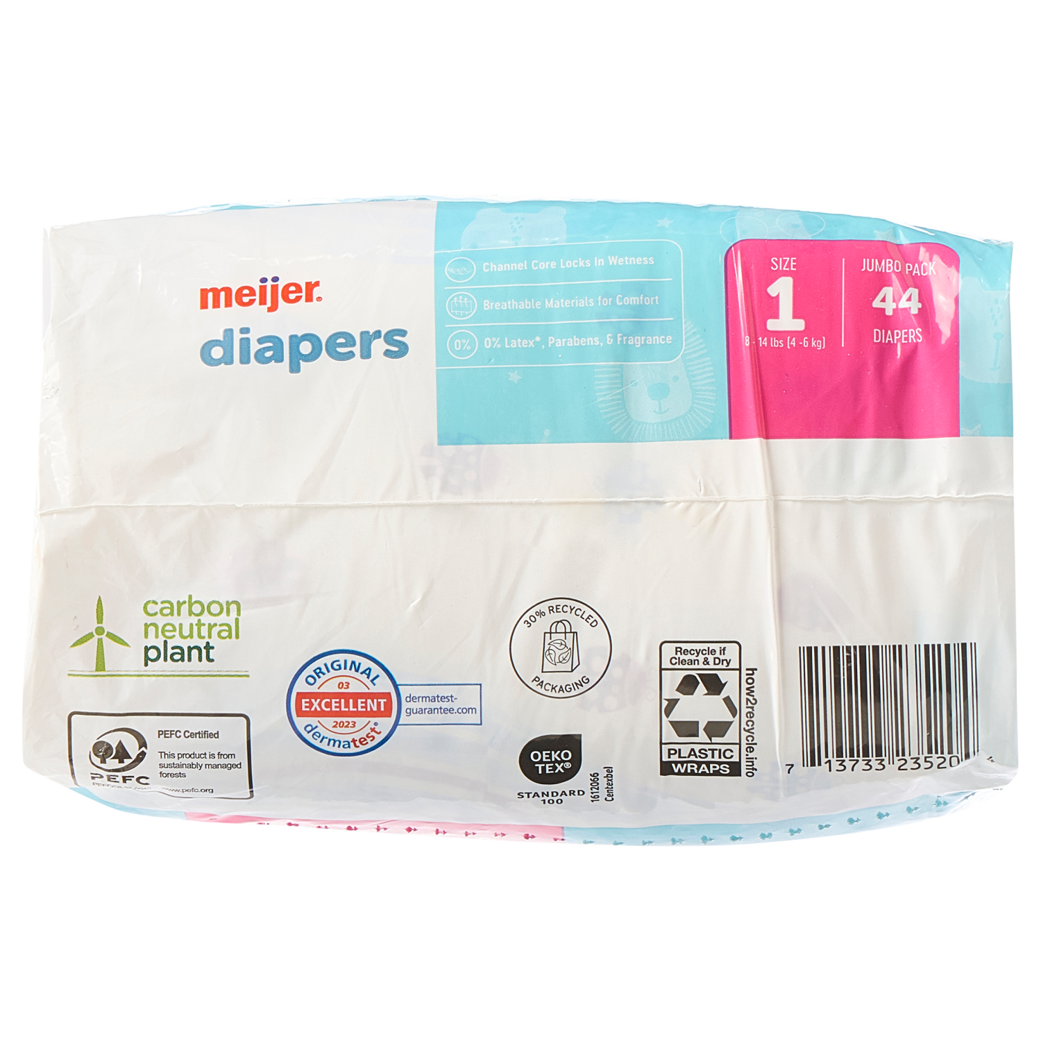 slide 4 of 5, MEIJER BABY DIAPERS JUMBO SZ1 44CT, 44 ct