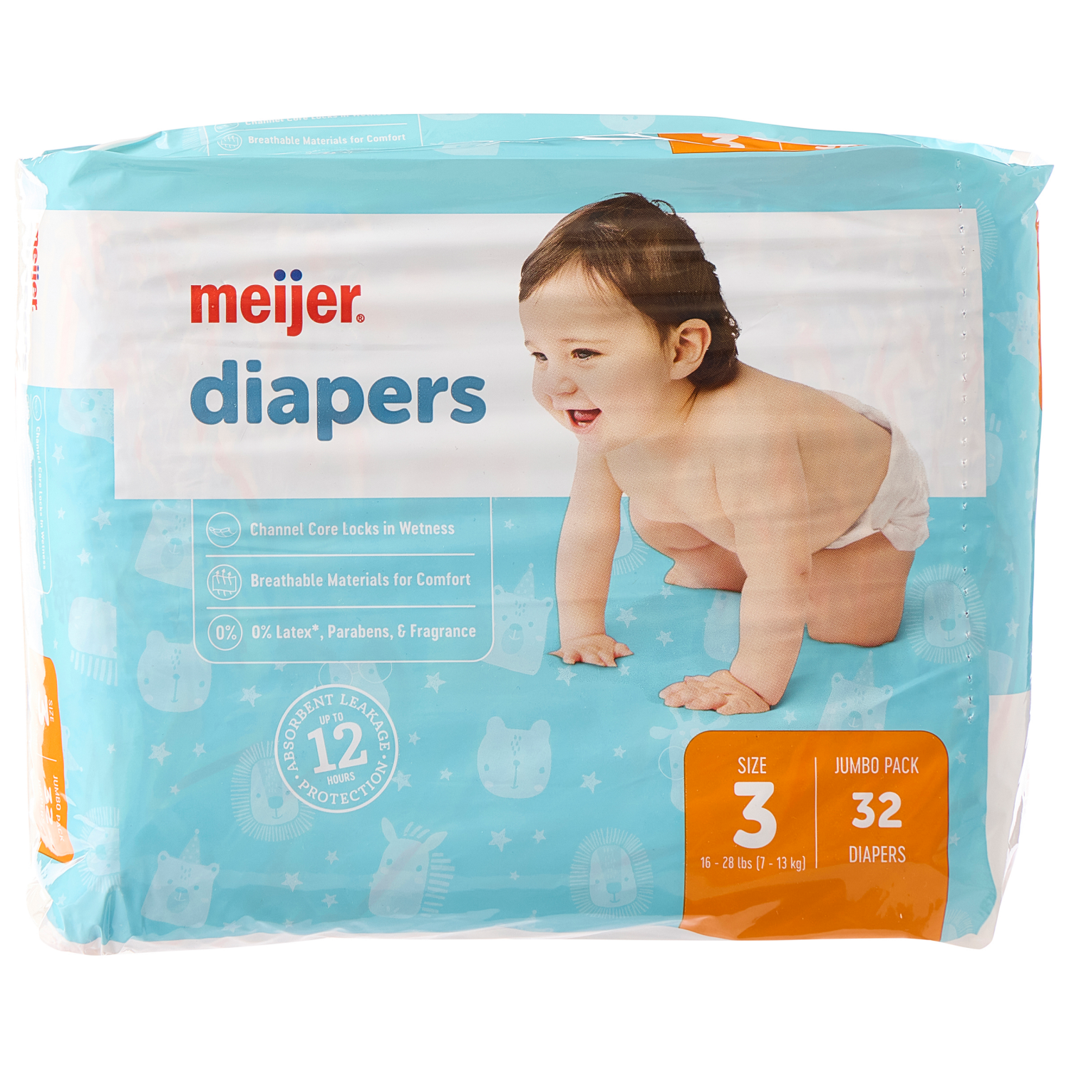 slide 2 of 5, MEIJER BABY DIAPERS JUMBO SZ3 32CT, 32 ct