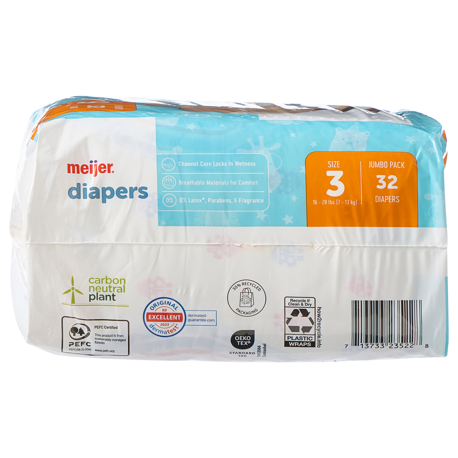slide 4 of 5, MEIJER BABY DIAPERS JUMBO SZ3 32CT, 32 ct
